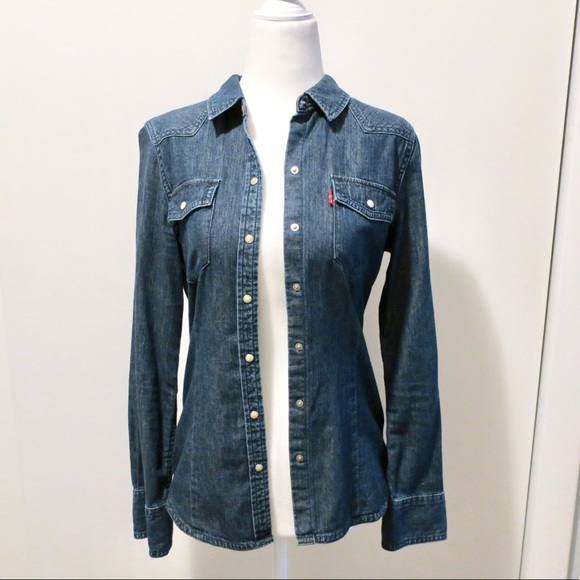 stretch fitted denim shirt